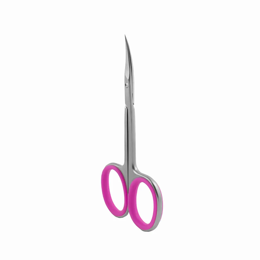 A cuticle scissor is used to trim excess cuticle and dead skin around the nails.